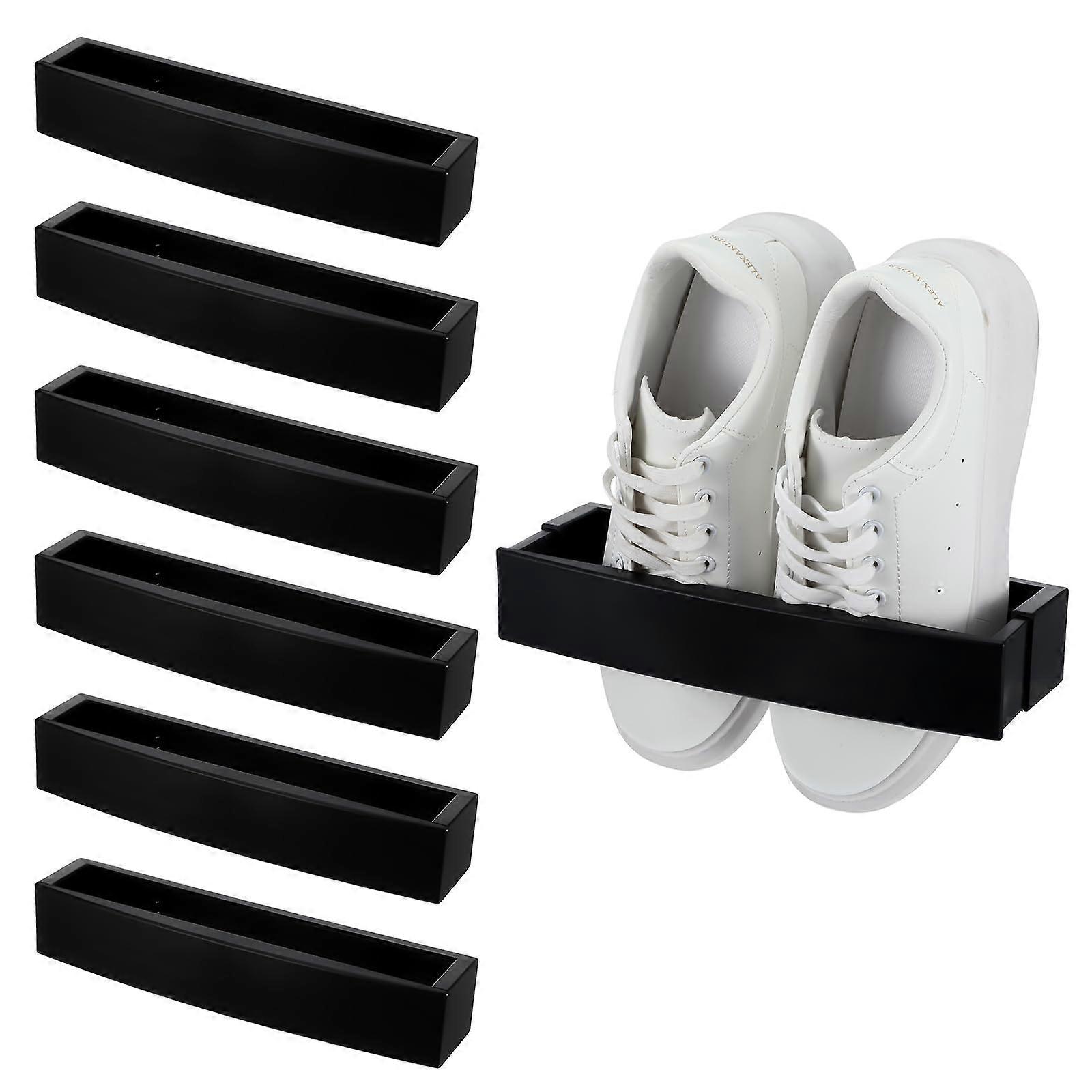 6 Pcs Wall Mounted Shoe Rack with Strong Adhesive, Adjustable Organizer for SpaceSaving Storage