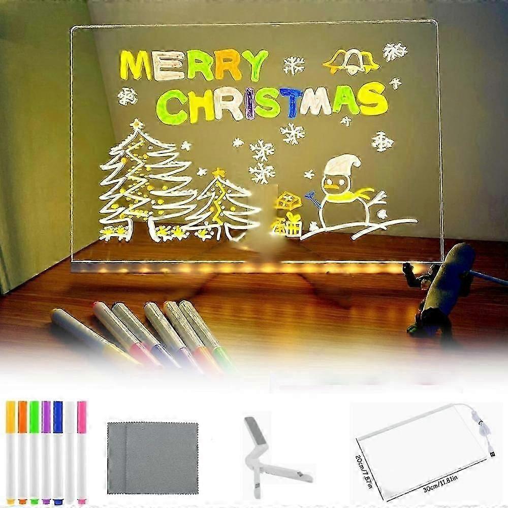 LED Note Board with Colors, Light Up Acrylic Message Board, Led Drawing Board, Illuminated Acrylic Notepad with Adjustable Stand and Pens