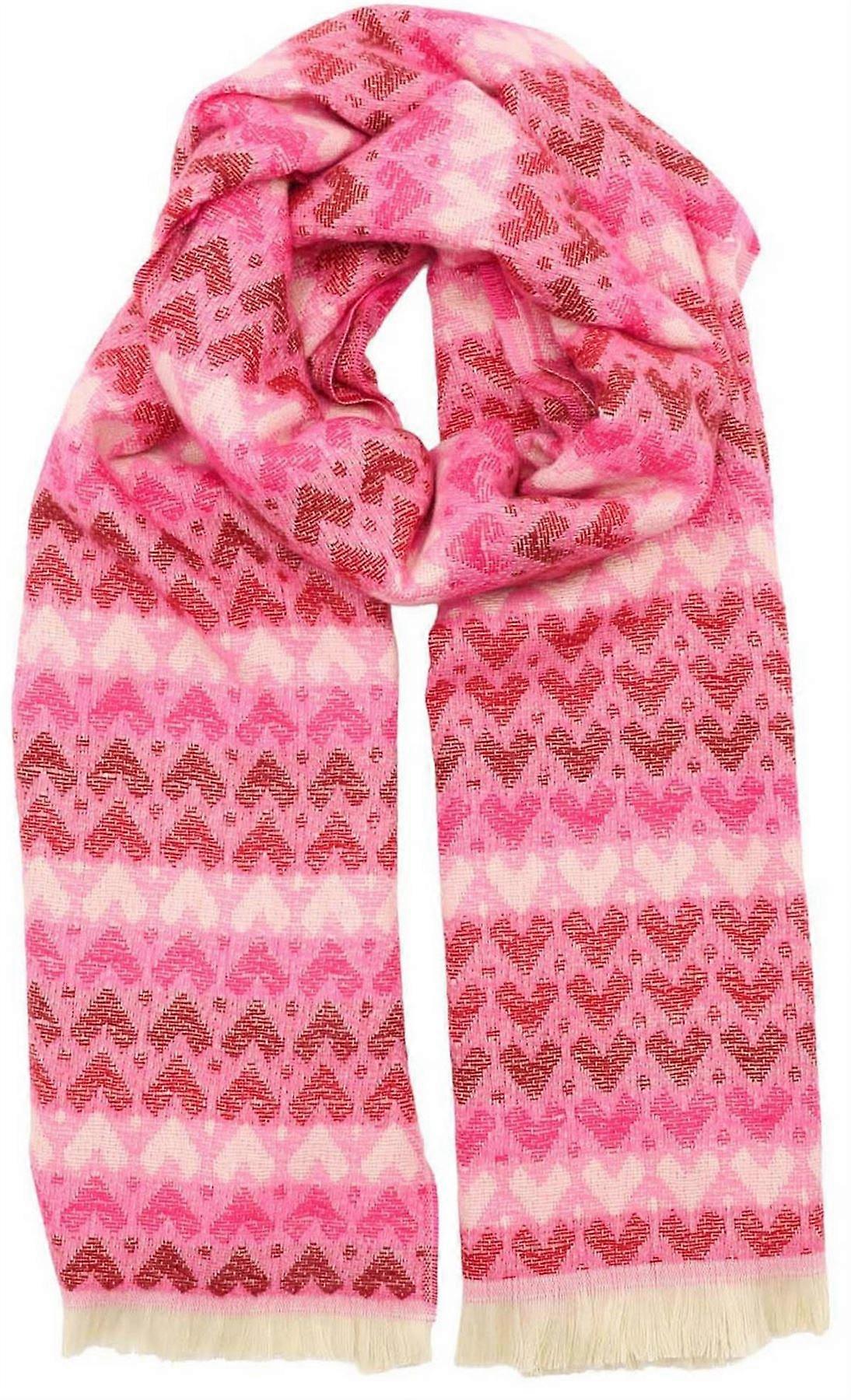 Zelly Hearts Winter Weight Scarf - Pink