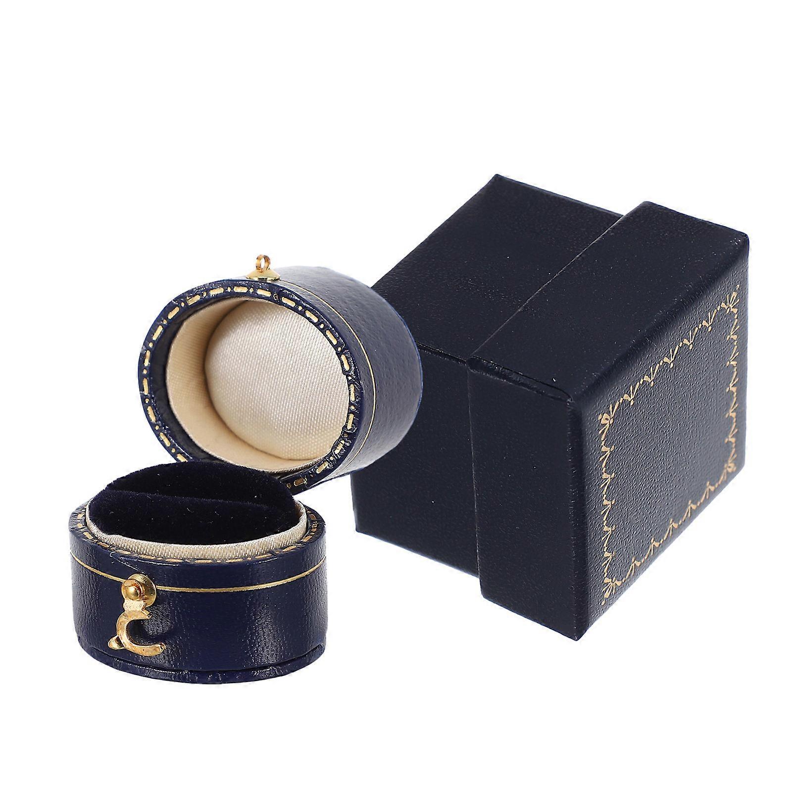 Small Oval-Shaped Ring Box for Storage Use 4Pcs Retro Jewelry Case