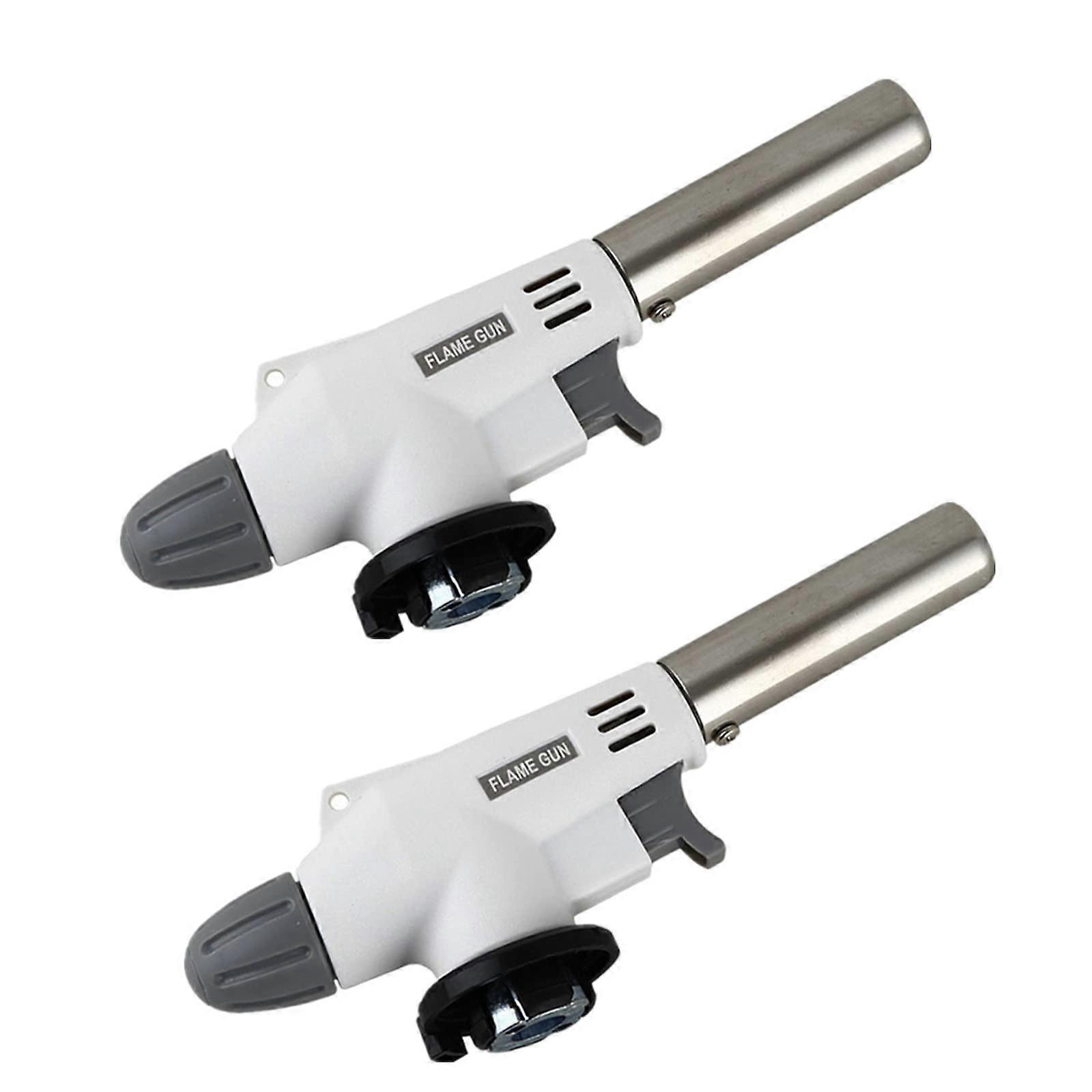 2 Pieces Kitchen Blow Torch with Adjustable Flame Control, Refillable Butane for Baking and BBQ