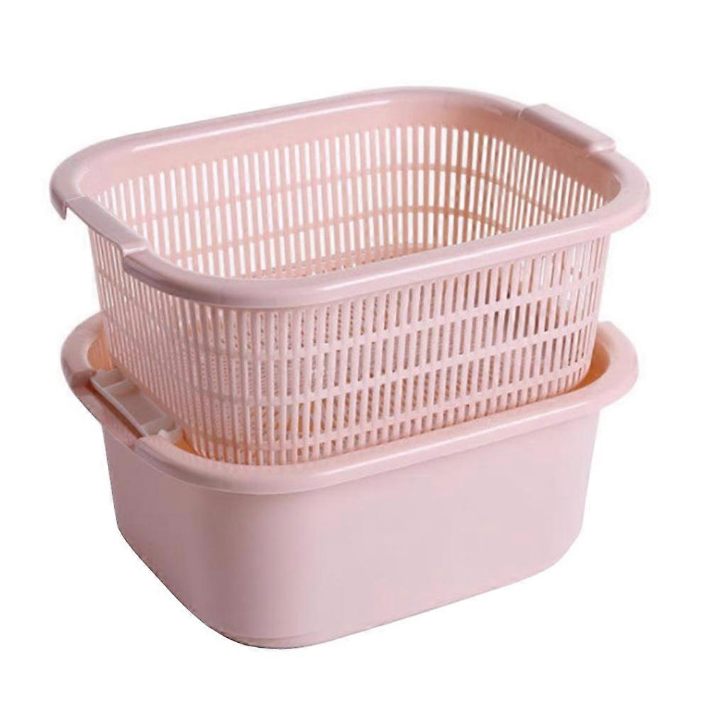 Vegetables Draining Basket for Home Use 1Set Pink PP Functional Holder
