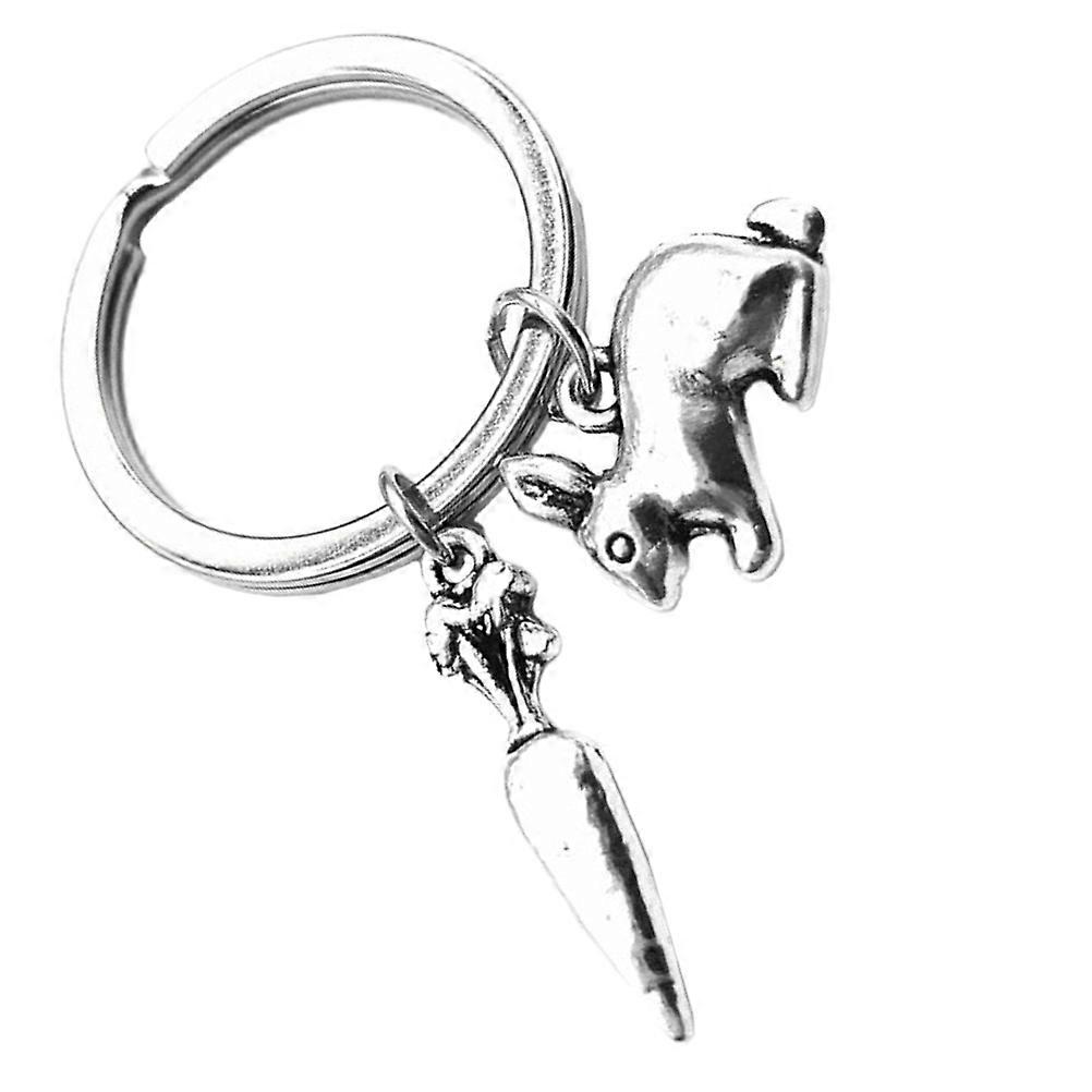 1Pcs Alloy Rabbit Key Ring Holder for Key Storage Silver Carrot Design