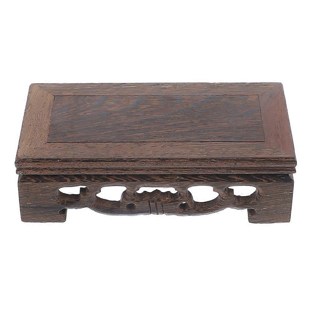 Rectangular Coffee Wood Stand for Displaying 1 Piece Purple Clay Tea Pot Holder