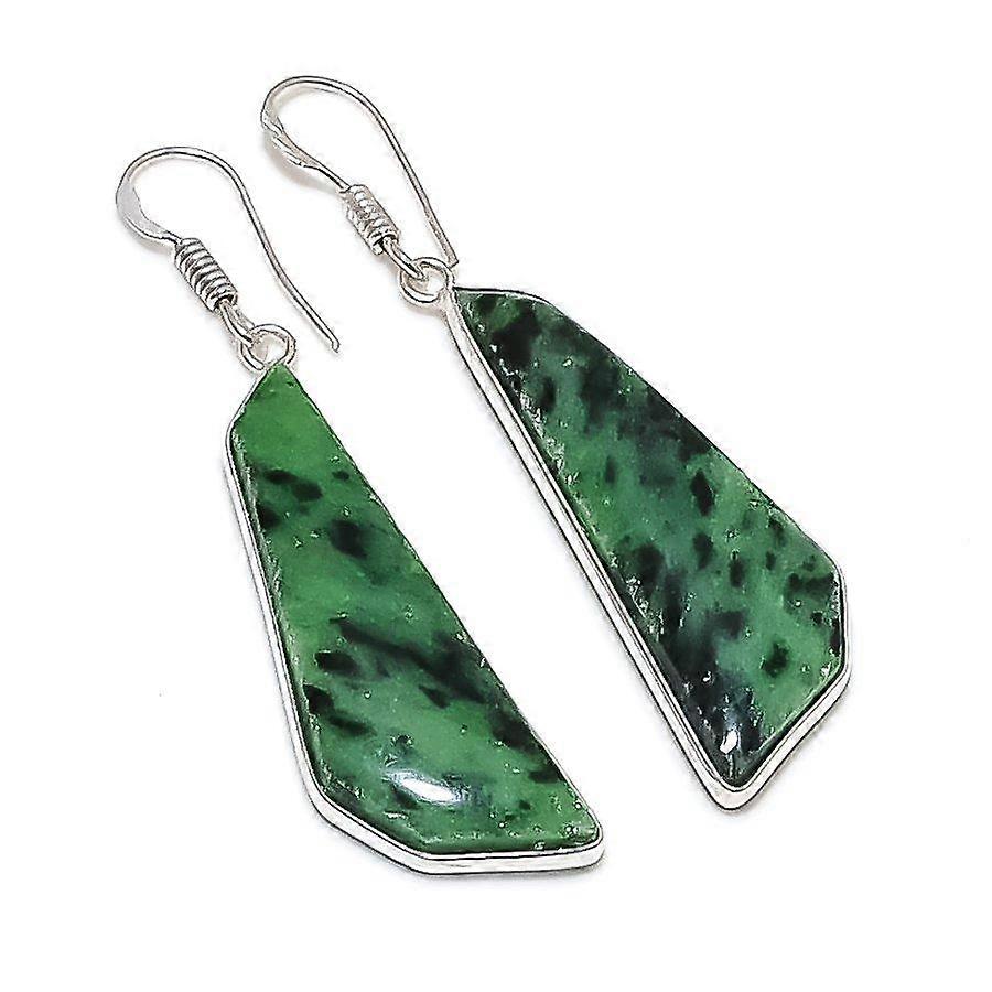 Ruby Zosite Gemstone 925 Sterling Silver Jewelry Earring 2.21"