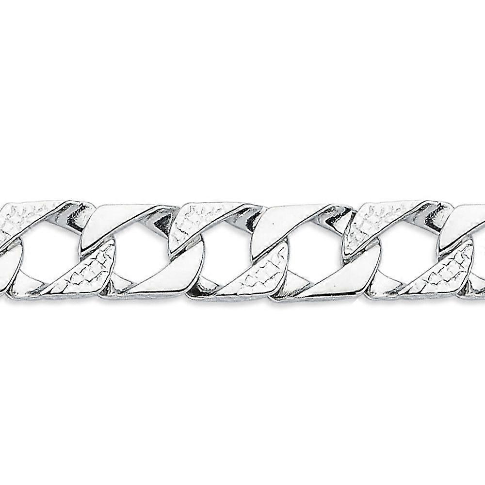 Jewelco London Mens Rhodium Plated Sterling Silver Lizard Scale Curb Bracelet 10mm 8.5 inch