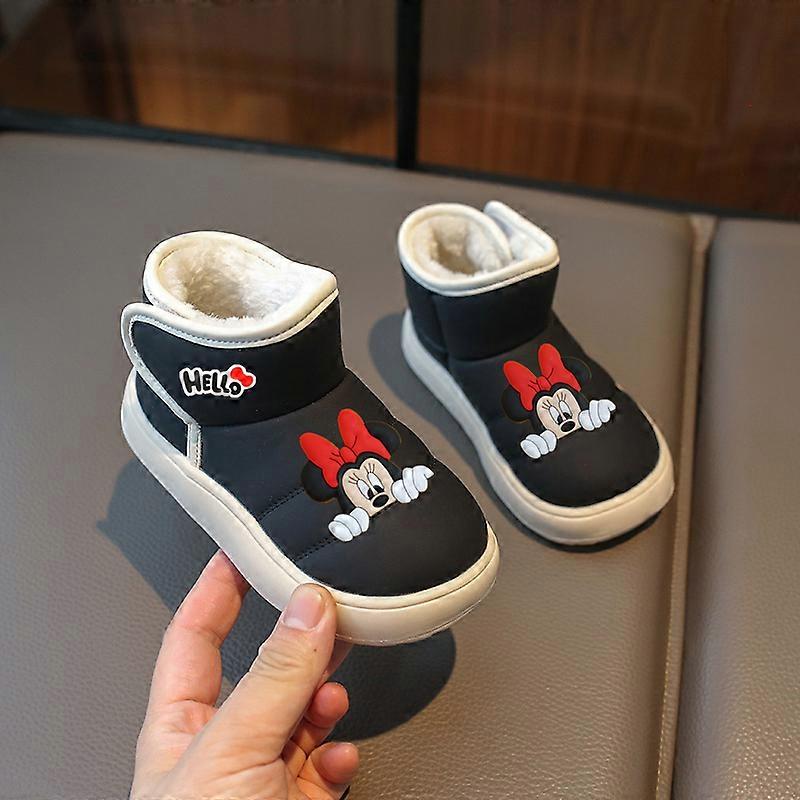 Mickey mouse cotton shoes Disney kids pu new winter first walkers plus fleece cotton boots girls toddler shoes boys casual shoes