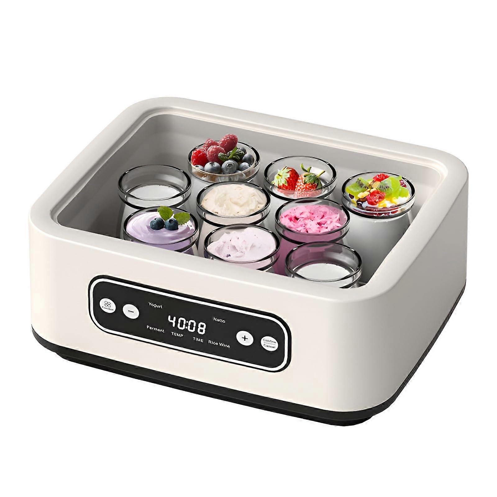 Electric Yogurt Maker 1600ml with 9 Jars, Touchscreen Control, 360° Heating, Smart Timer for Home