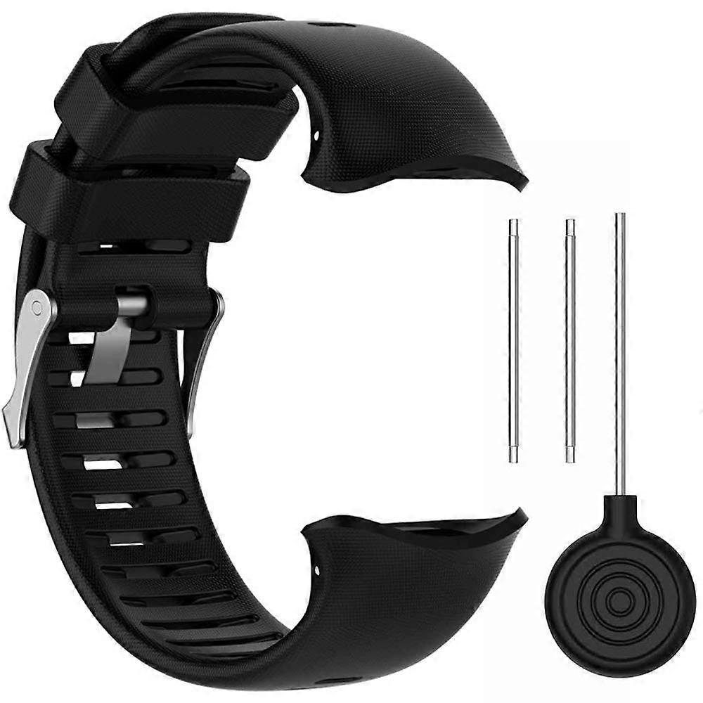Soft Silicone Waterproof Sport Strap Adjustable Replacement Black for Polar Vantage V Watch