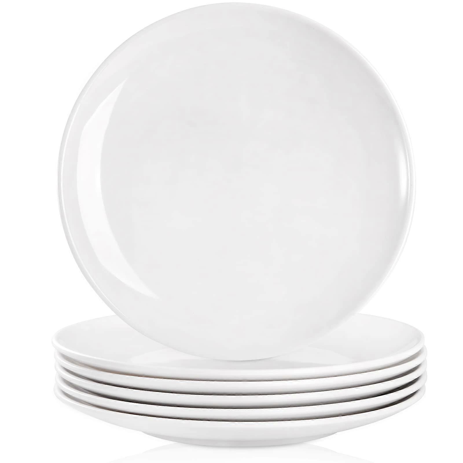 11 Inch White Melamine Dinner Plates Set of 6, BreakResistant, Dishwasher Safe, Stackable