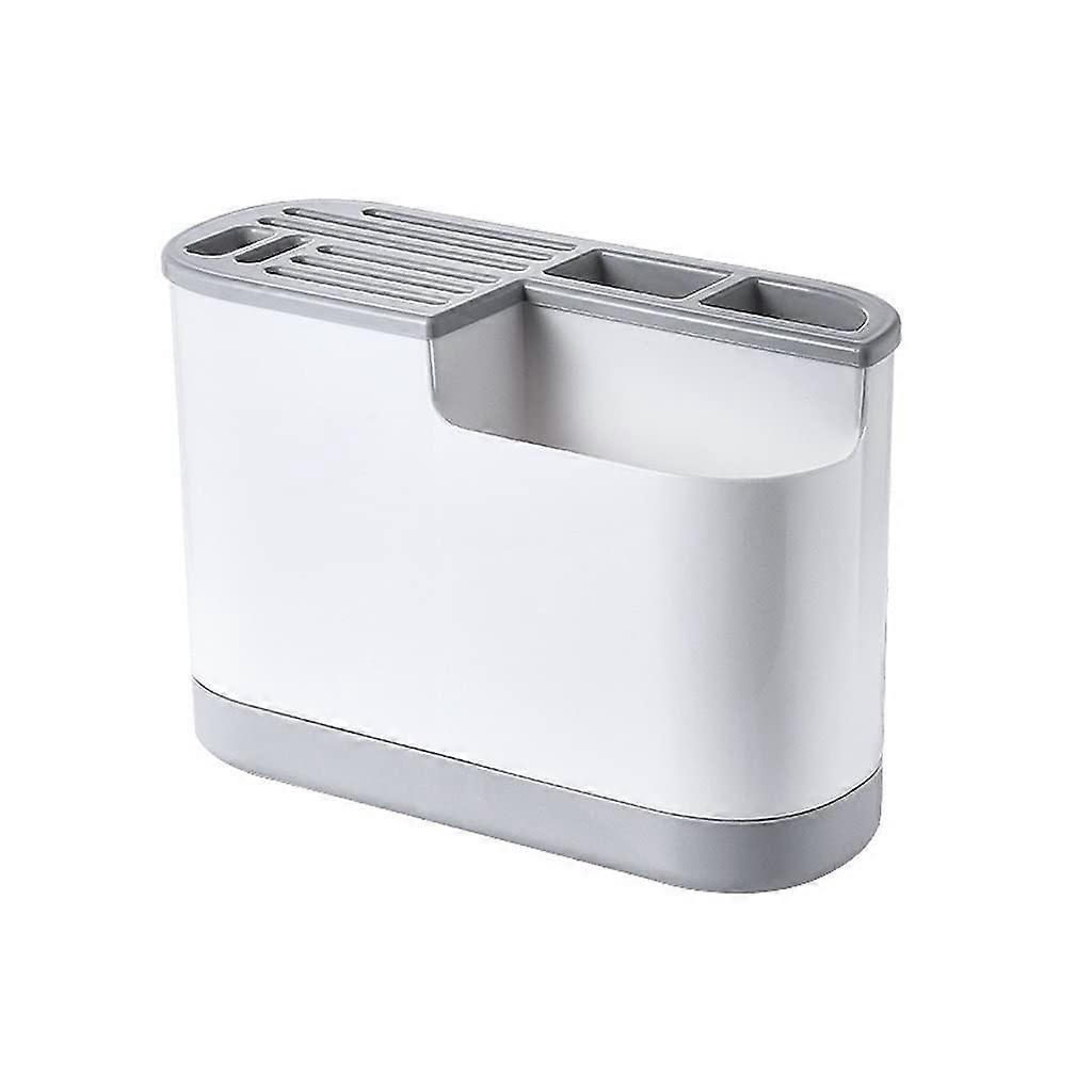 Kitchen Knife Holder with MultiFunctional Storage, Removable Water Tray, Brass Countertop Organizer