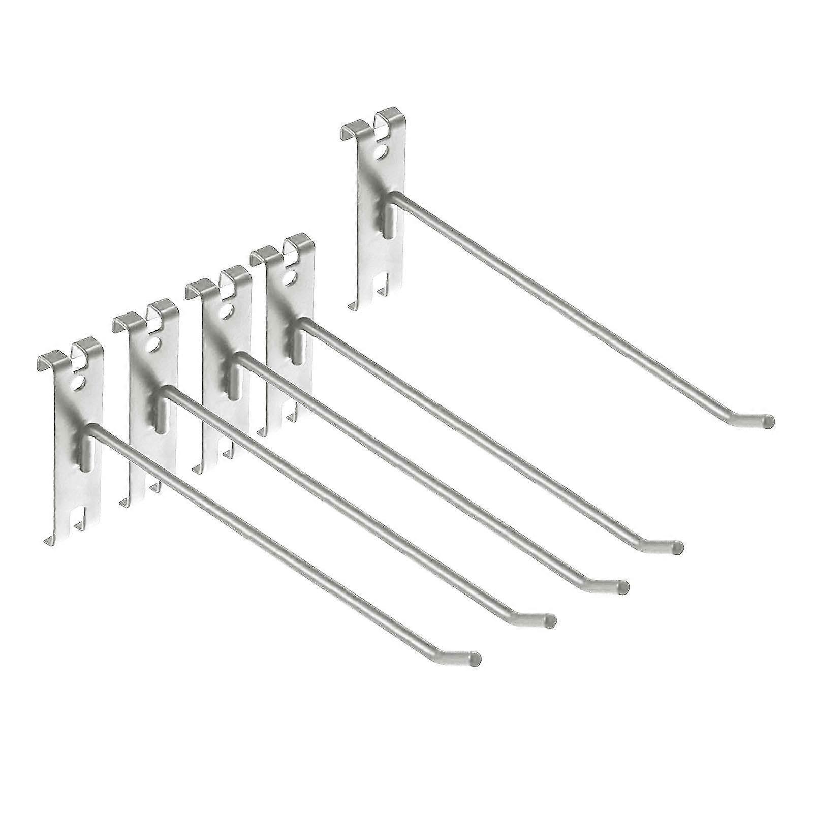 5Pcs Grid Wall Hooks Heavy Duty Iron Rustproof for Garage Storage and Retail Display Silver 25cm