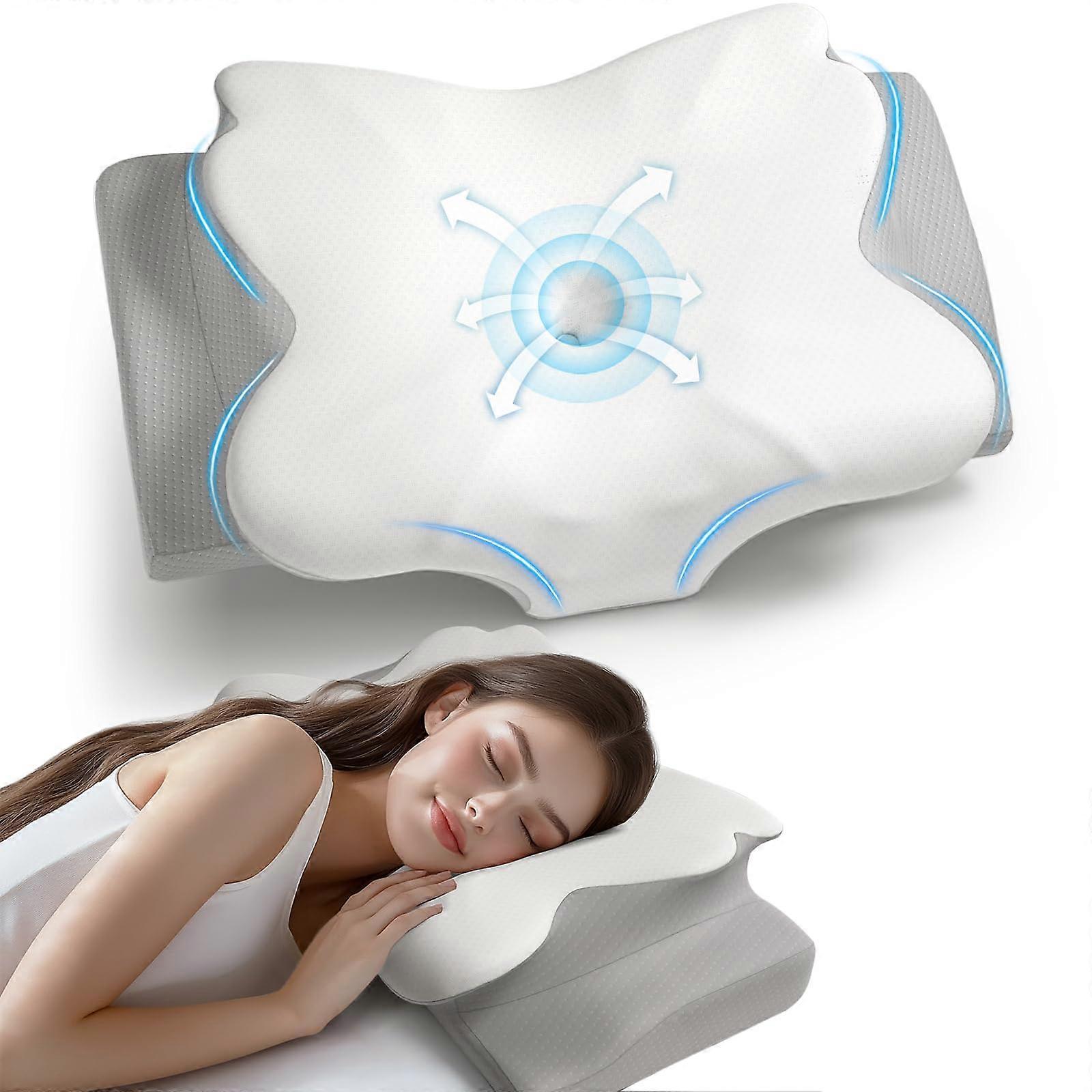 Cervical Memory Foam Pillow with Ergonomic Neck Support, Adjustable Height, Removable Washable Cover