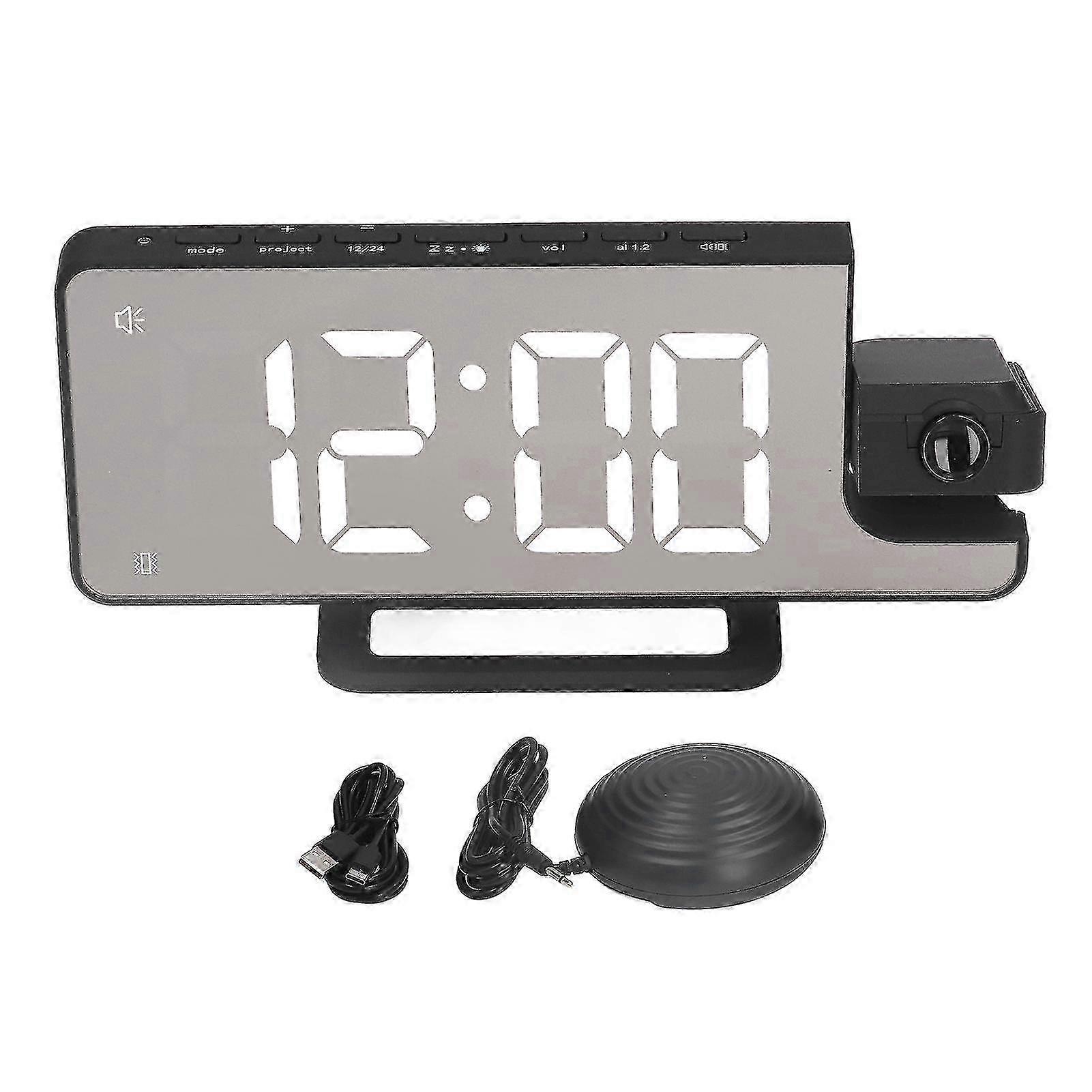 Projection Alarm Clock Automatic Light Sensing 6 Levels Brightness Snooze Function USB Alarm Clock with Vibrator