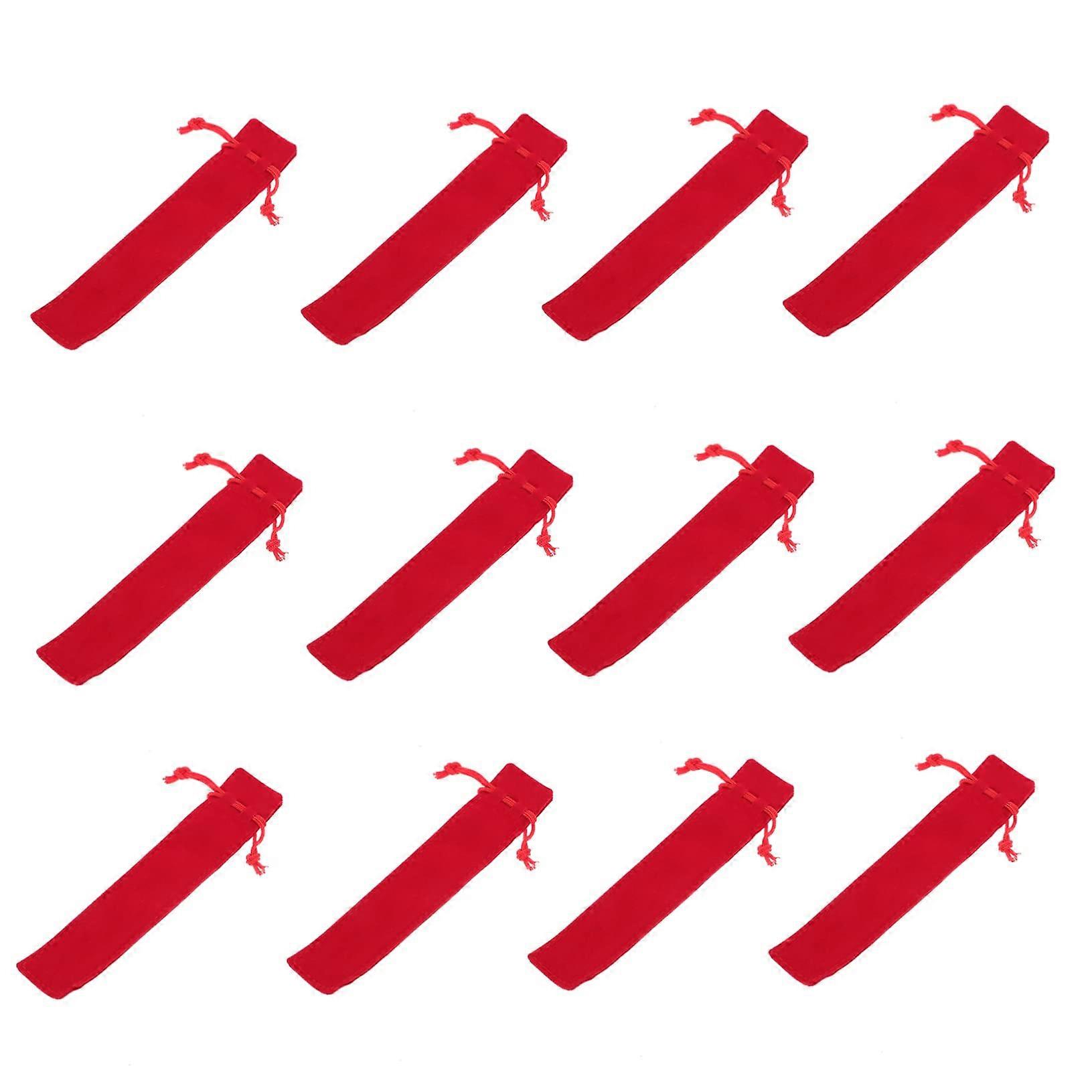 Red Velvet Pen Pouch with Protective Sleeve and Drawstring Closure for Single Pen Gifting