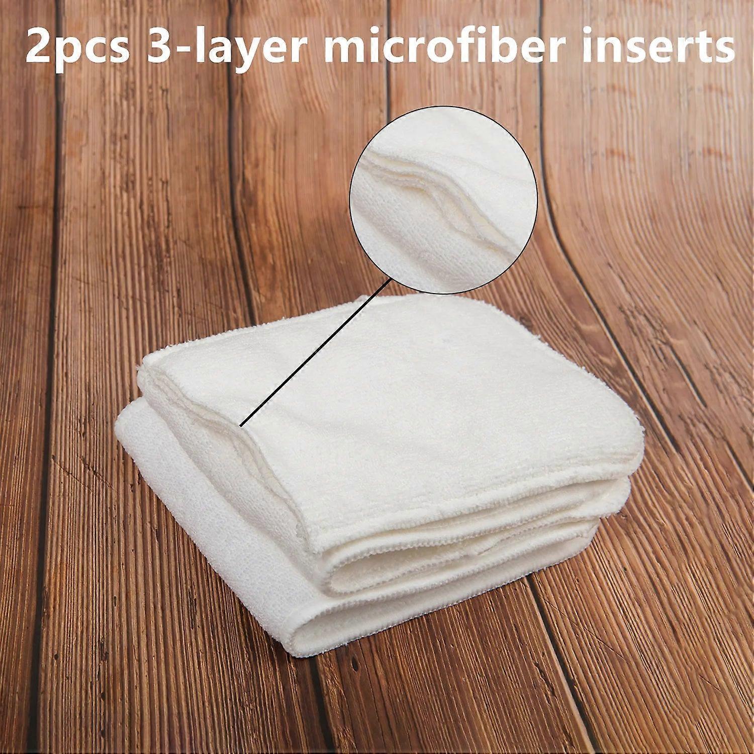 2 Pack Reusable Cloth Diaper Inserts Microfiber Bamboo Charcoal Absorbent Baby