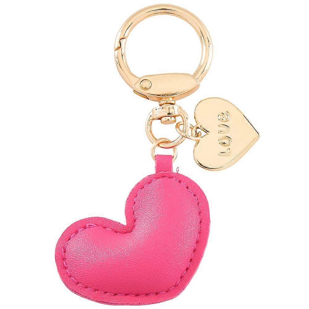 1pc Imitation Leather Heart Keychain Camellia 1pc