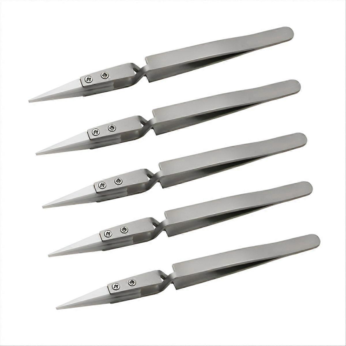5PCS Ceramic Tip Electronic Soldering Tweezers,Anti-Static,C