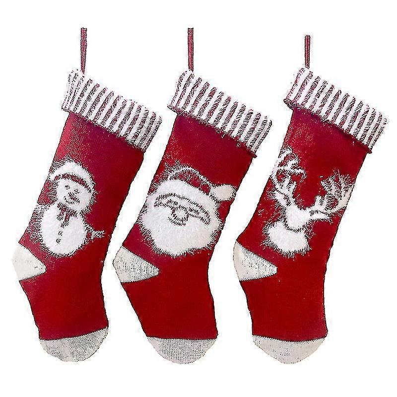 Stocking, 3 Pack Xmas Fireplace Socks Candy Gift Bagred