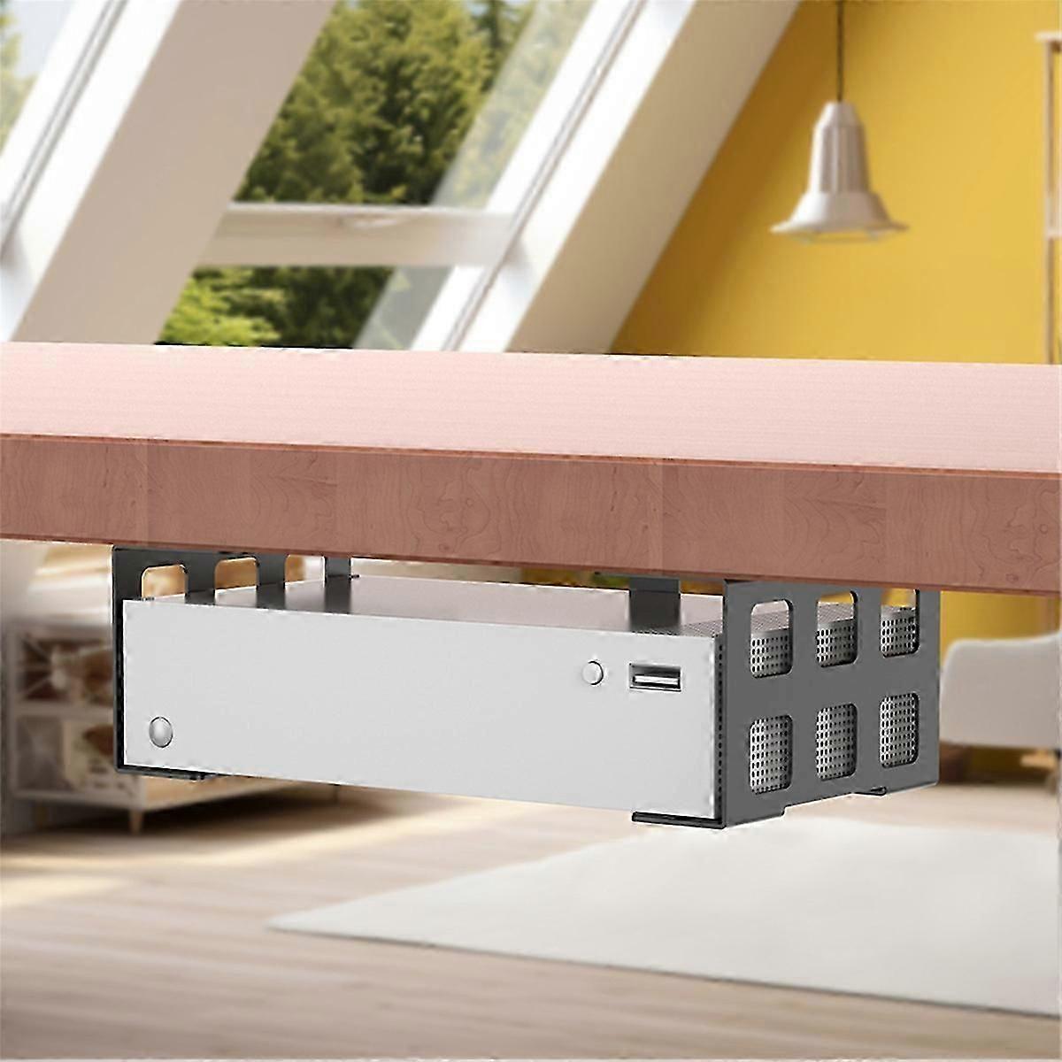 Easy Installation Under Desk and Wall Mount Shelf Holder Bracket for Game Console, MINI PC, Computer