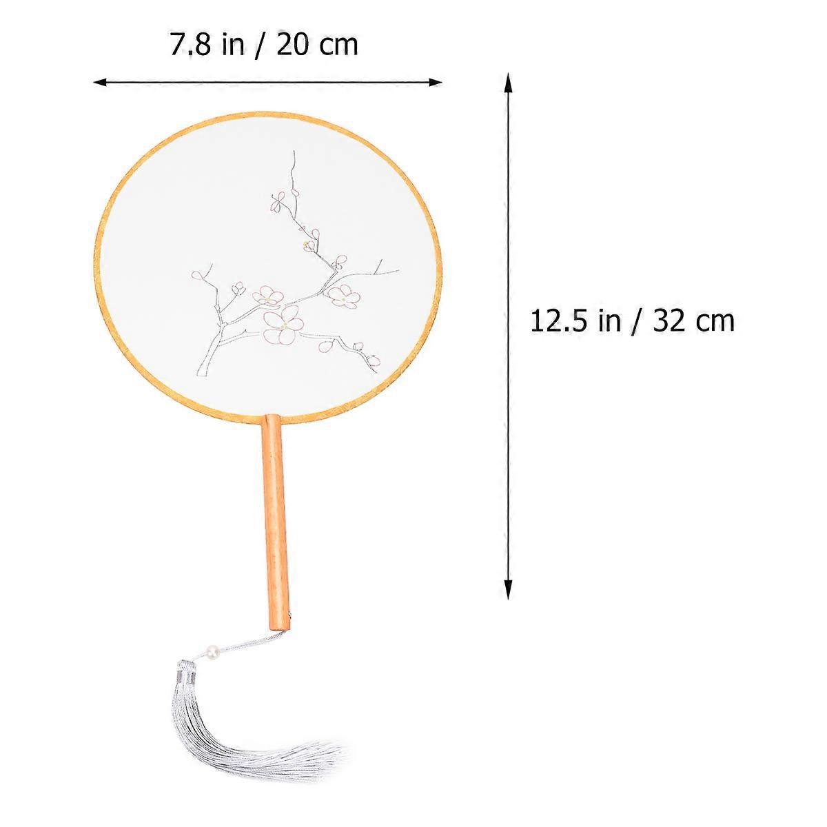 Embroidery Silk Fan Kit for Decoration White Bamboo