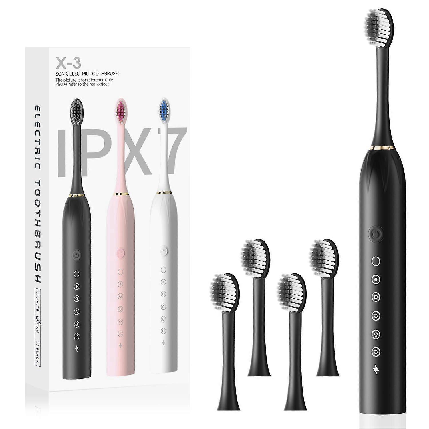 Electric Toothbrush Rechargeable Sonic for Adults Black Timeless Finish Multiple Cleaning Modes