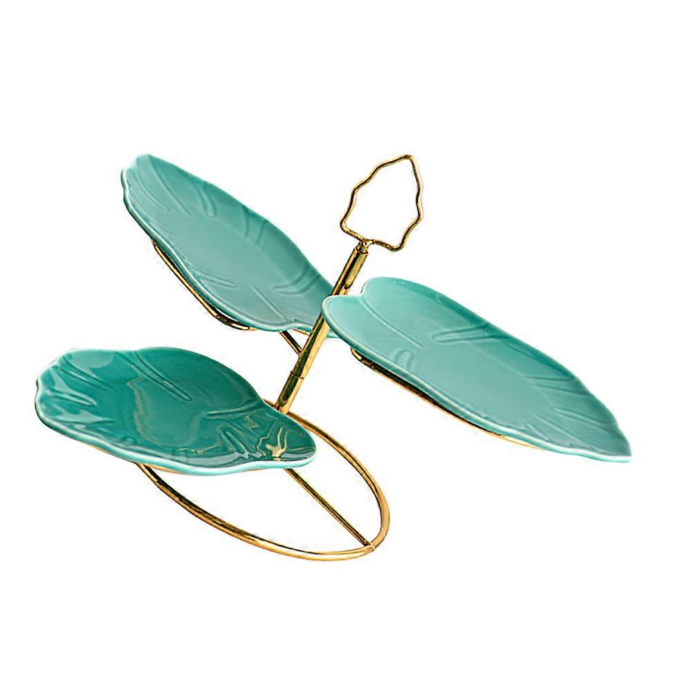 Three-Tier Ceramic Cake Serving Tray for Cake Display 1Set with Iron Stand