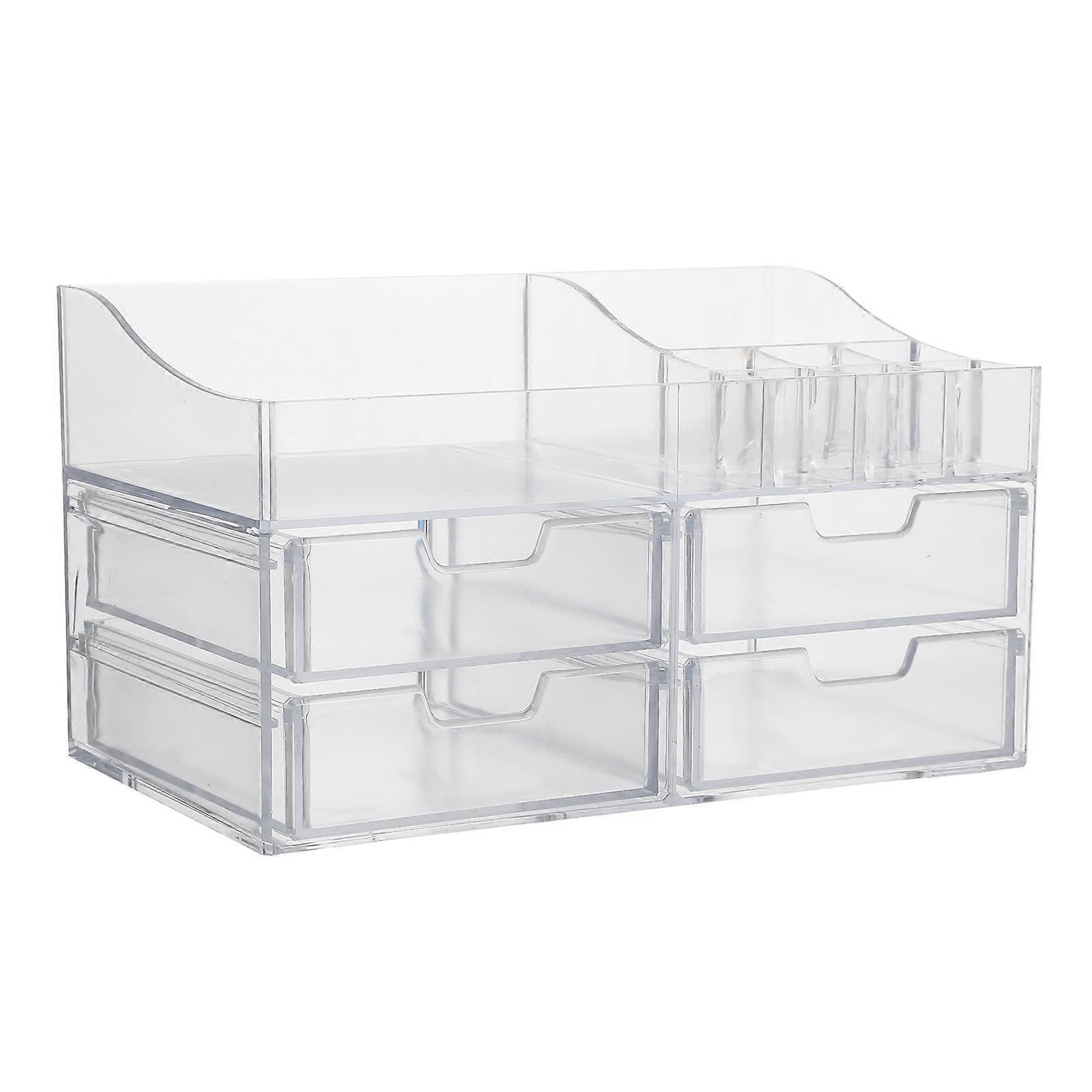 Transparent Box Desktop Storage Case for Organizing 2Pcs Drawer Type Containers
