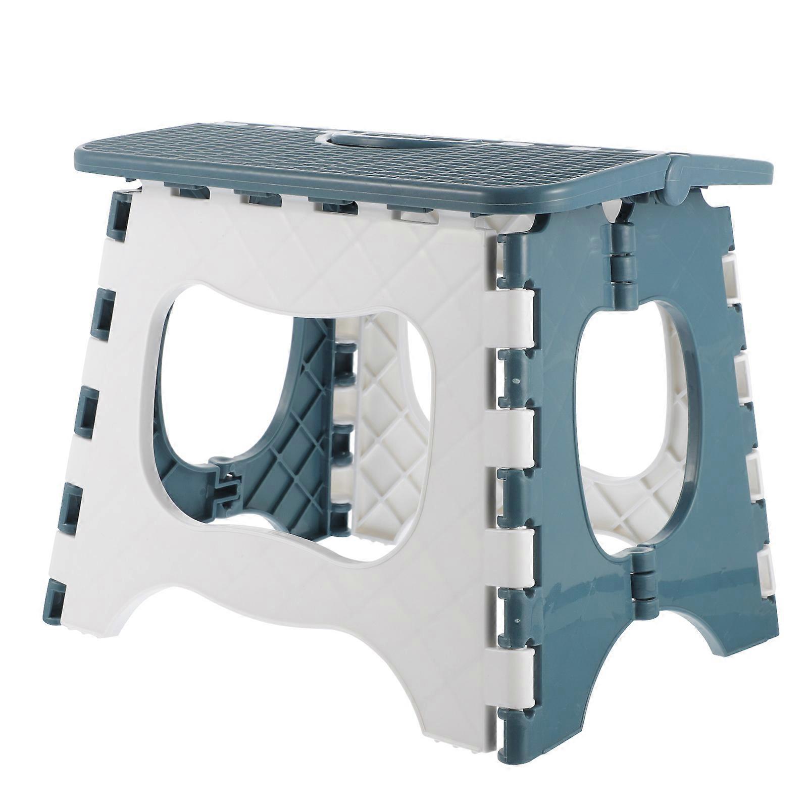 Folding Step Stool Portable Plastic Stool for Outdoor Use Blue