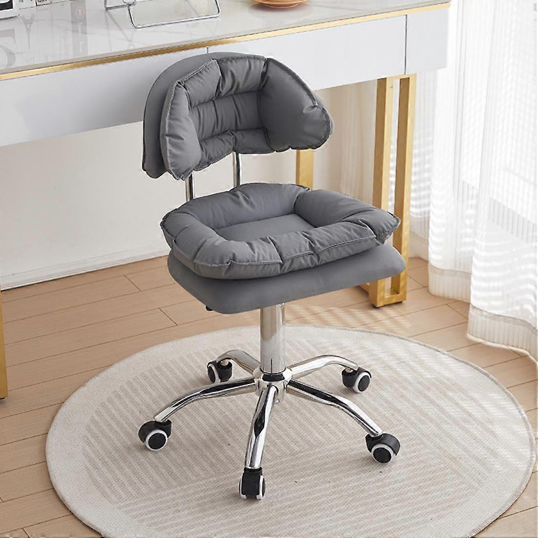 Rolling Stool with Backrest Adjustable Height Swivel PU Leather Drafting Chair with Wheels Grey