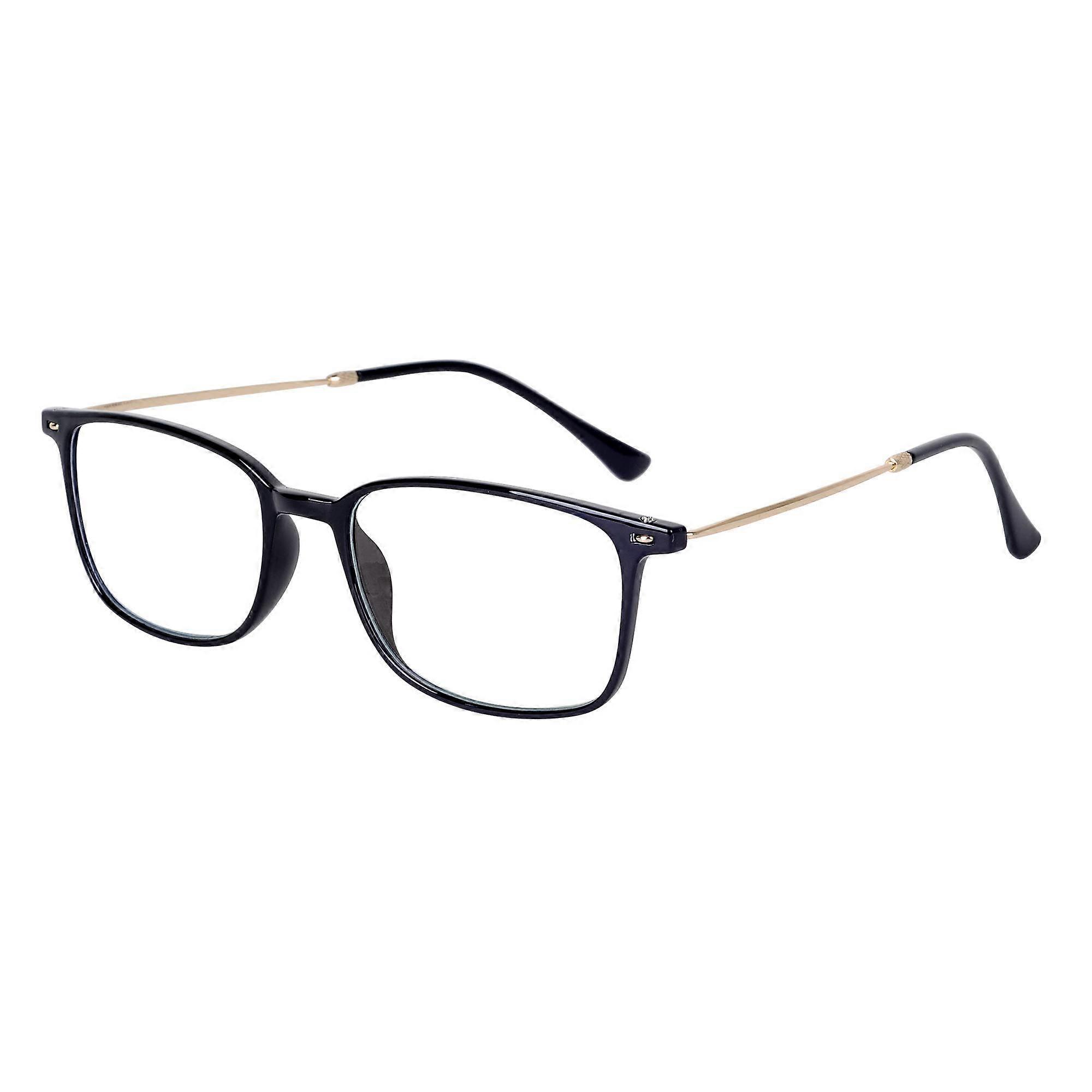 Reading Glasses +1.50 Blue Light Blocking Ultra Lightweight Black Frame with Protective Case