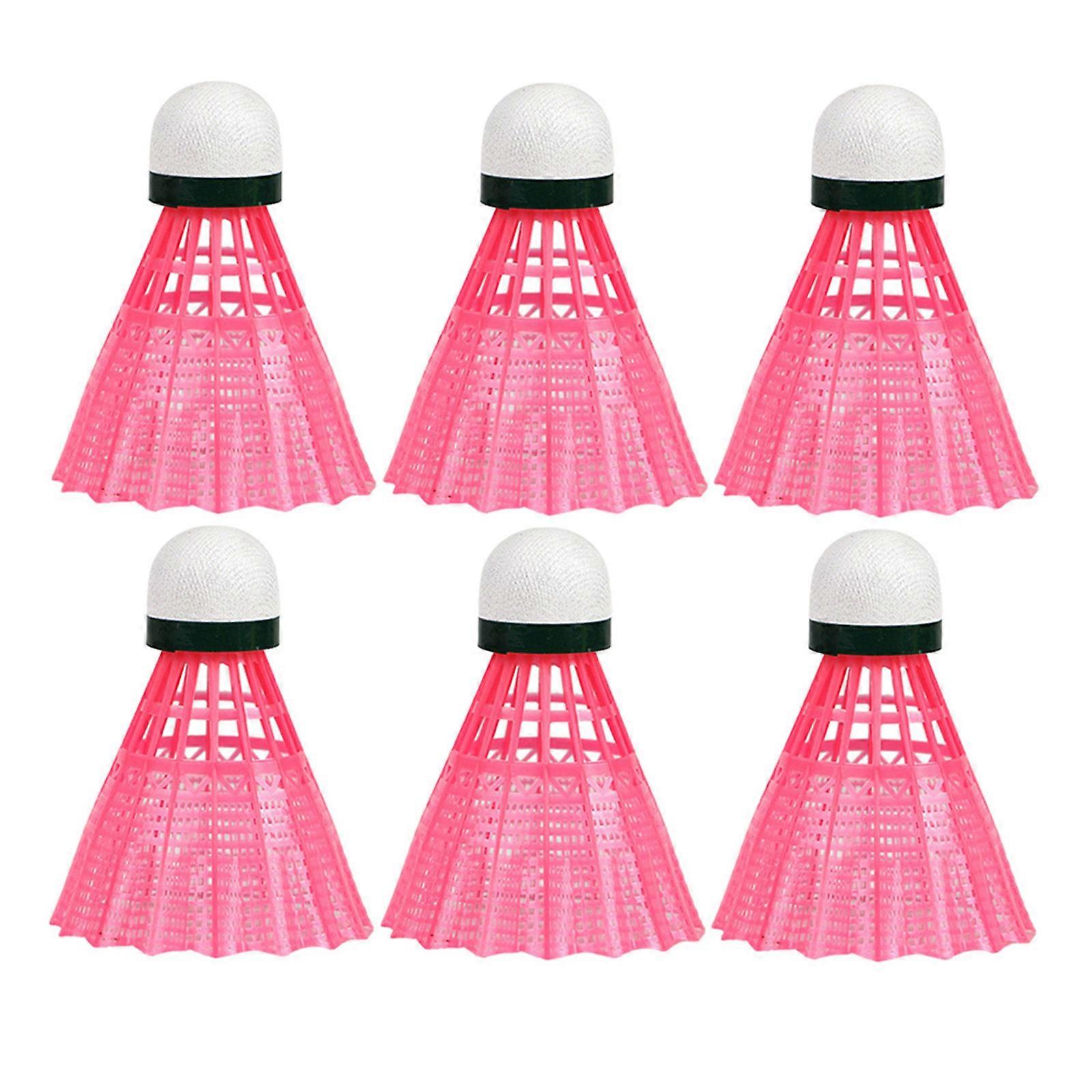 Playing Badminton Shuttlecocks 6Pcs Pink Nylon Plastic Durable Set