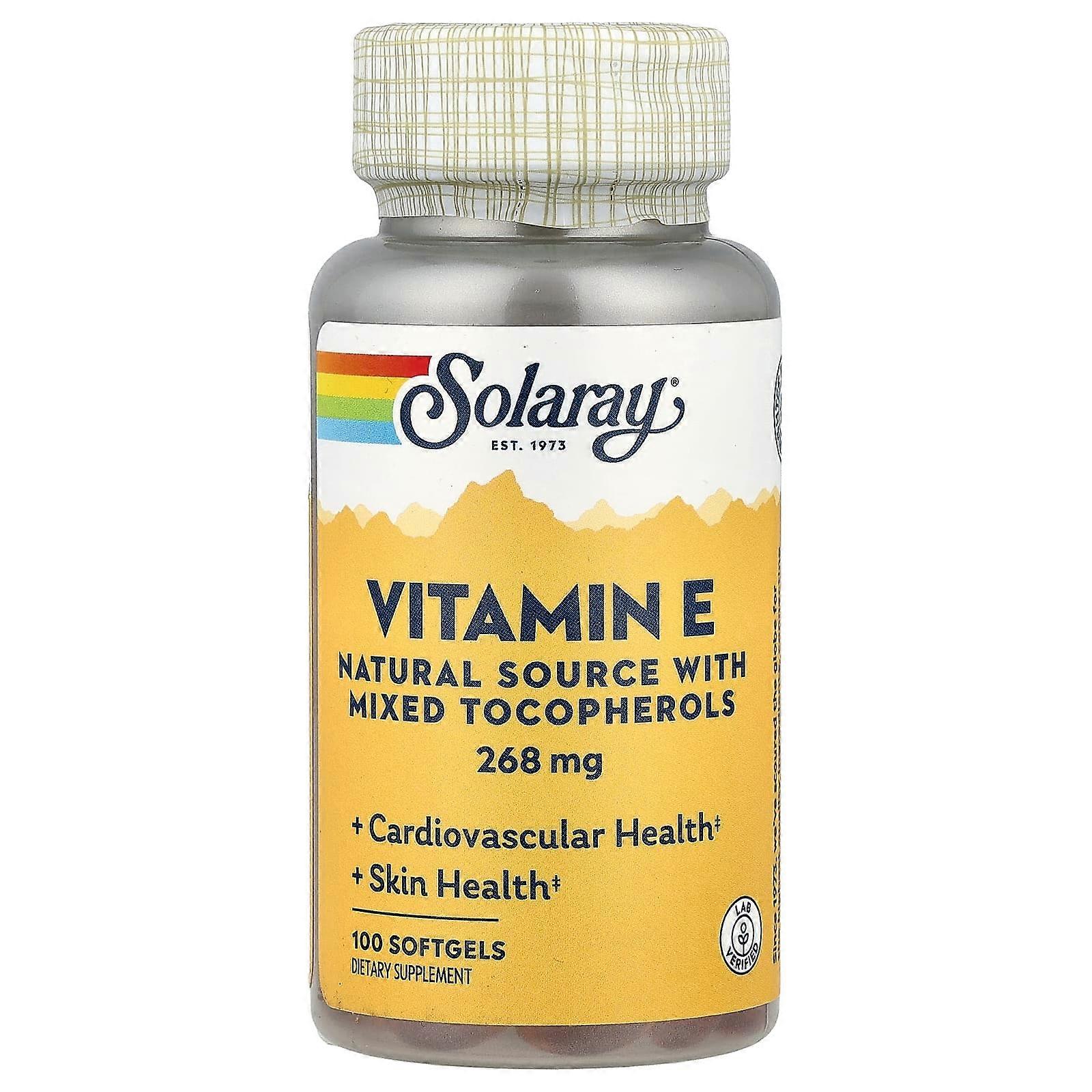 Solaray, Vitamin E, 100 Softgels