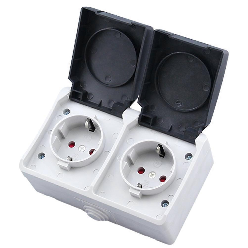 Splash-Proof 2 Jack Port Wall Socket German Type Electrical Power Socket 250V 16A