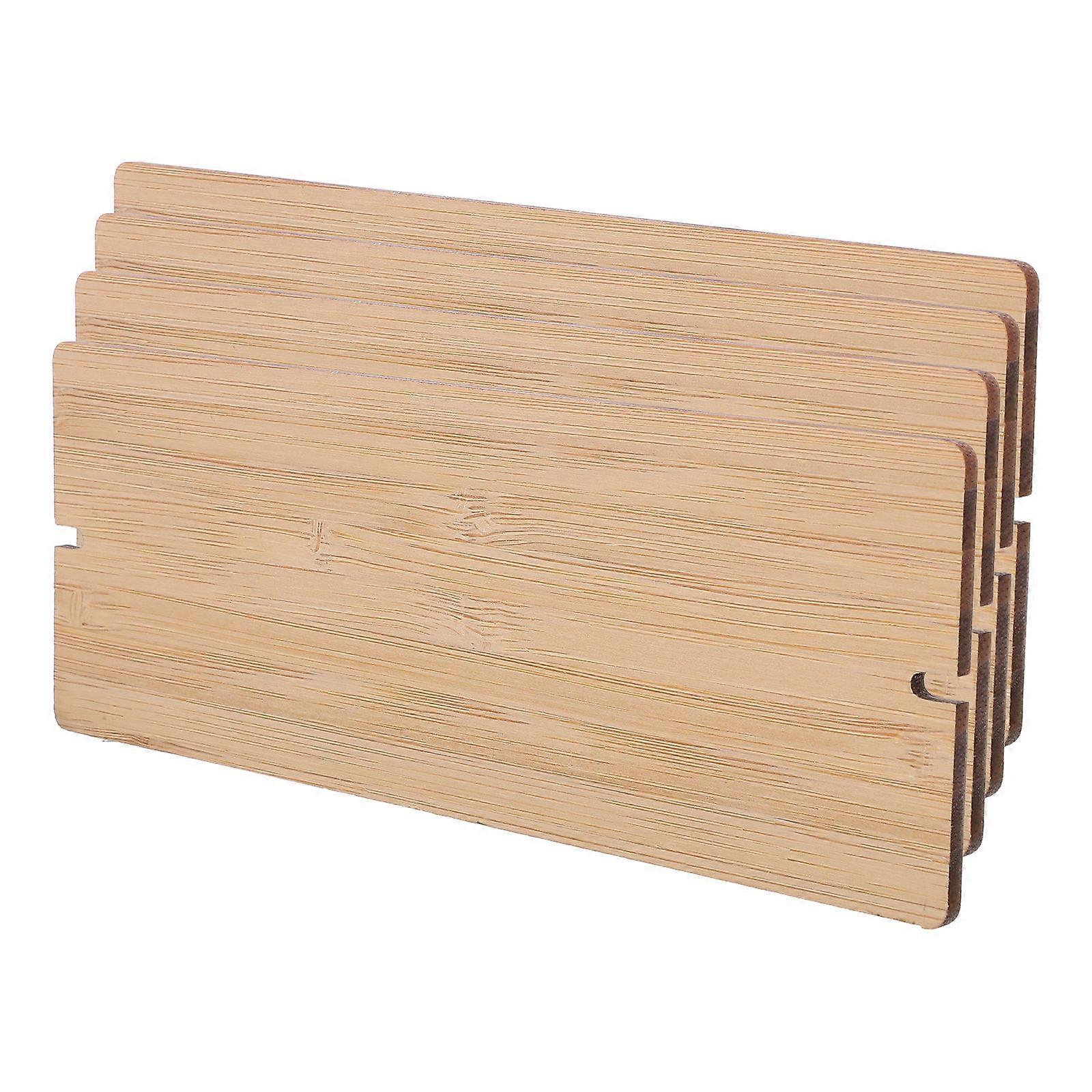 Practical Bamboo Blank Sign Multi-Function Door Plate 4Pcs for Office