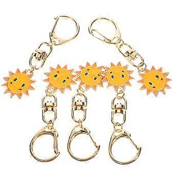 Cute Keychain Pendants Sun Shape Alloy Key Rings Bag Decoration Key Organizer Everyday Use 5Pcs