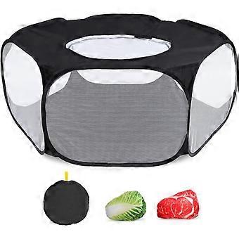 Breathable Mesh Playpen for Small Animals with Waterproof Zippered Cover, Foldable, Portable for Indoor and Outdoor, Pet Fence