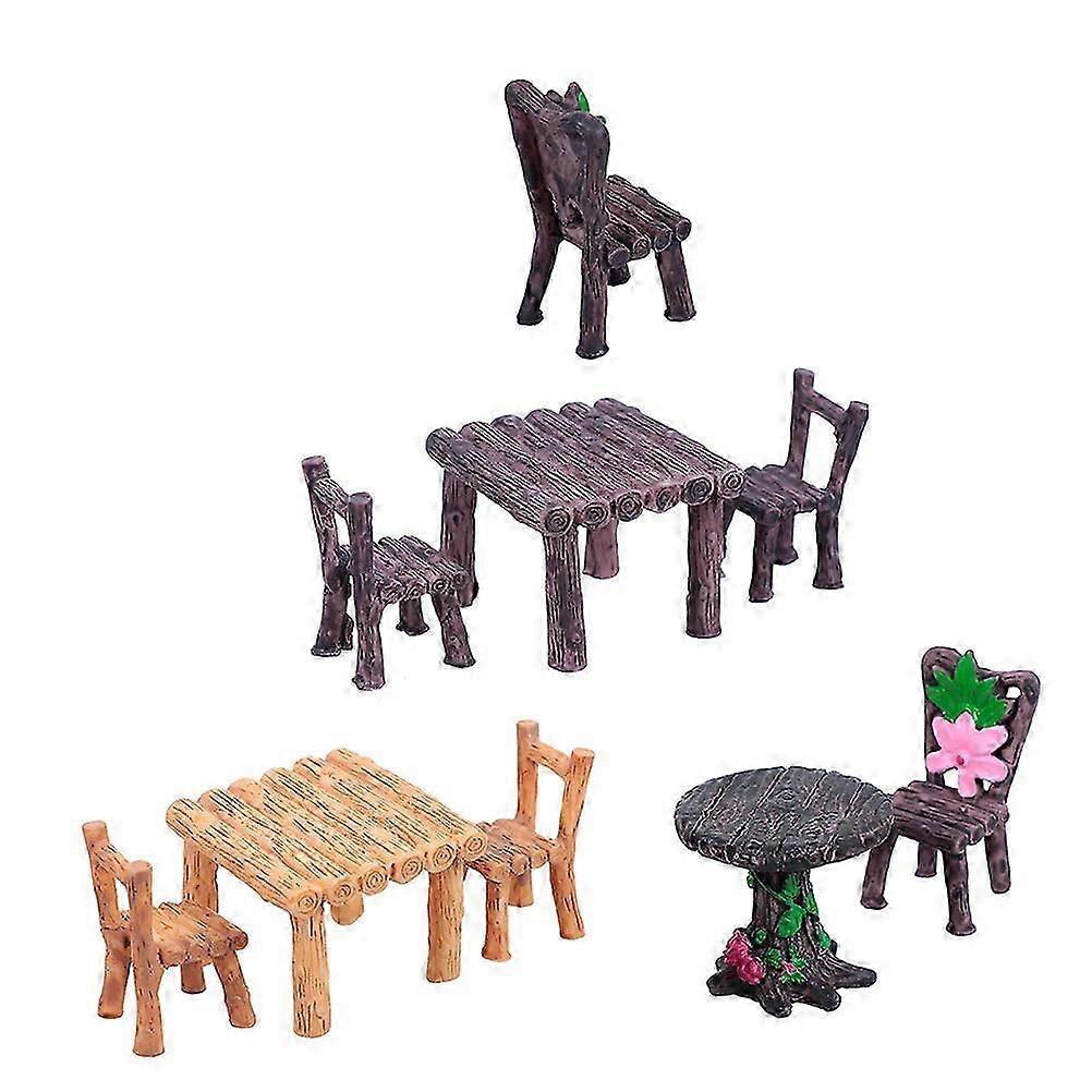Miniature Resin Table and Chairs Set compatible with Decoration 3Sets