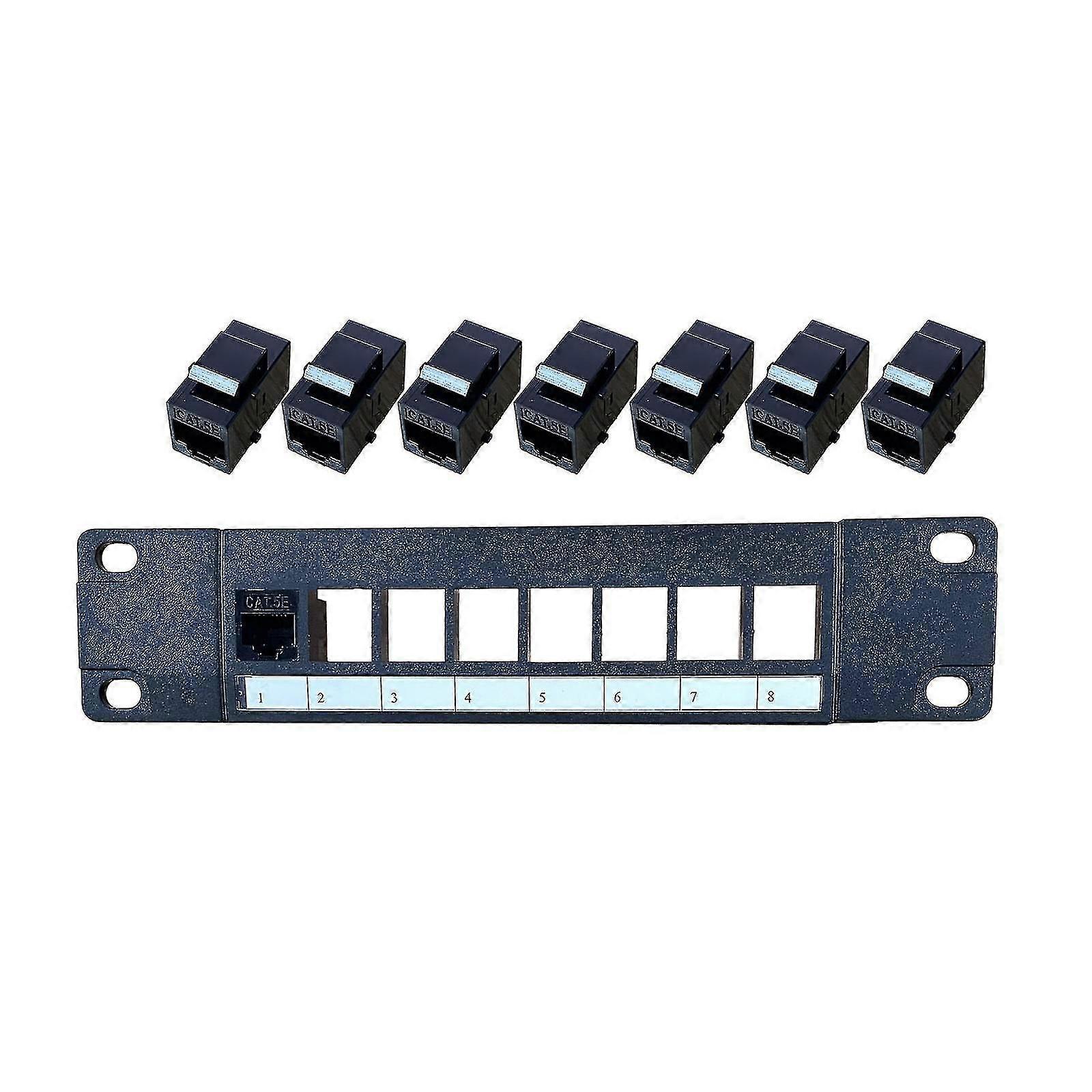 8-port Cat5e wall-mount patch panel, 10G support, network organization