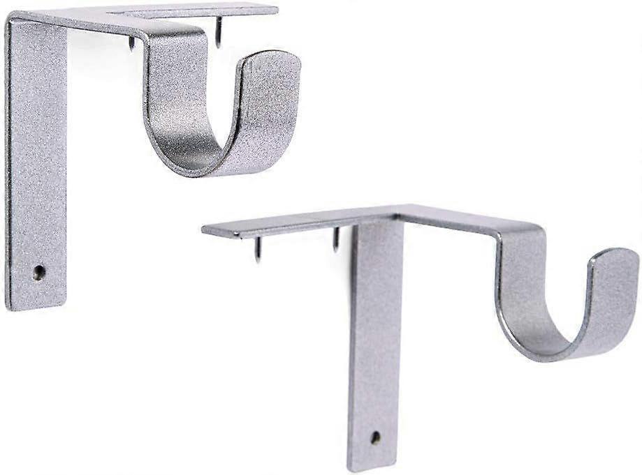 Adjustable curtain rod wall bracket hook, 2-piece set, Silver