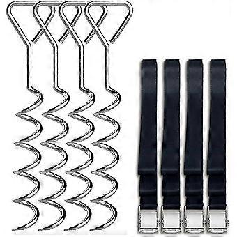 Trampoline Stakes Heavy Duty Trampoline Parts Corkscrew Shape Steel Stakes Anchor Kit With T Hook compatible with Trampolines - Mishan