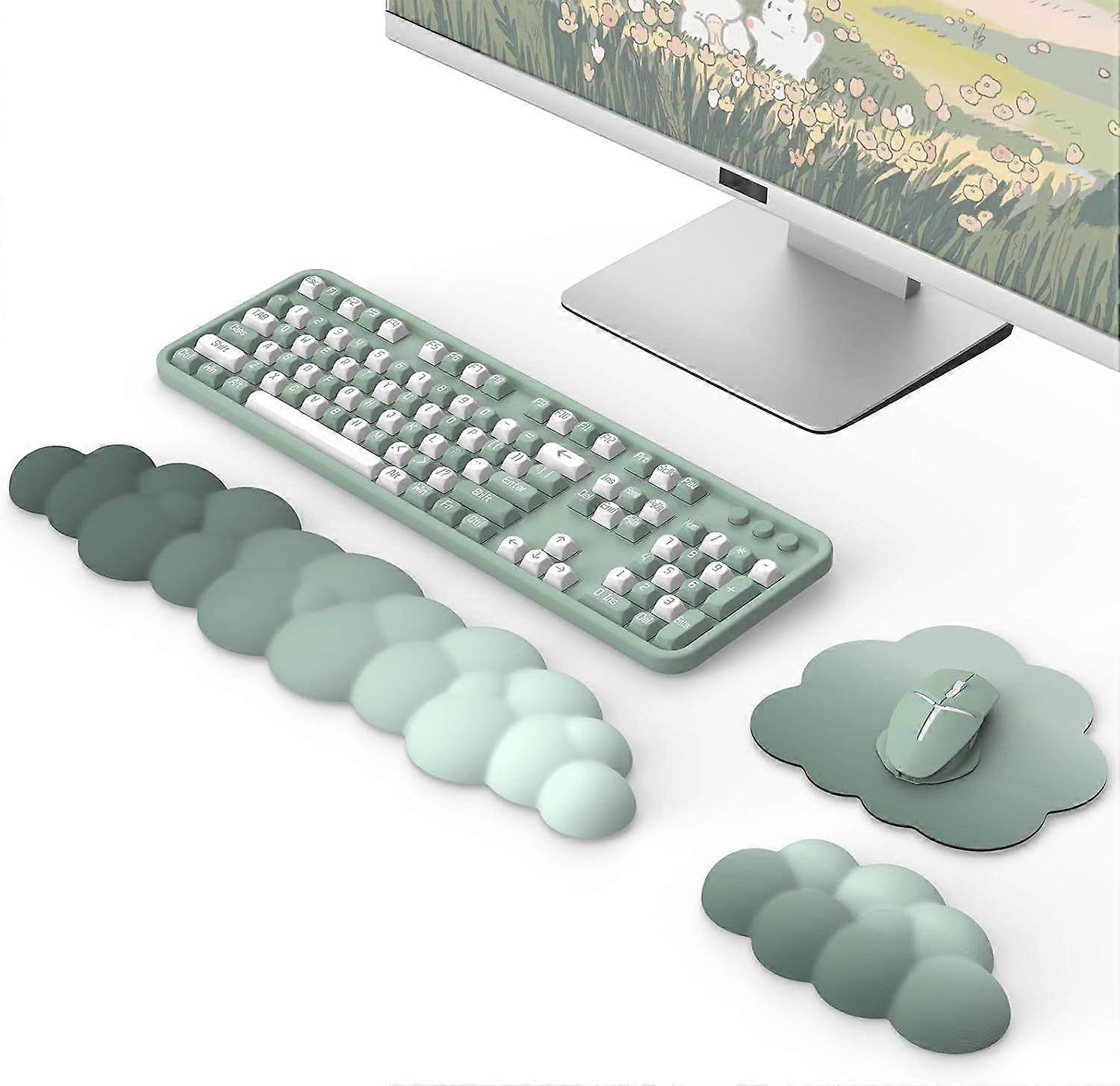 Cloud Keyboard Wrist Rest with Mouse Rest Wrist Pad, Durable Polyester, Green