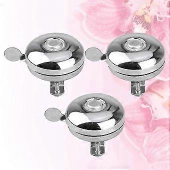 Retro Metal Bike Bell, Loud Ring Horn for Cycling Safety, 3 Pack Silver