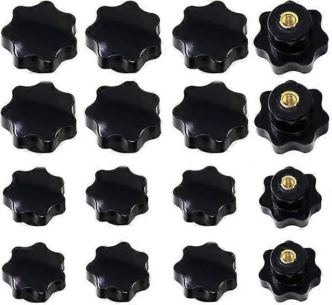 20 Pieces Knurled Thread Clamping Knobs M6 M8 Female Star Handle Black Internal Thread for Machine Tools