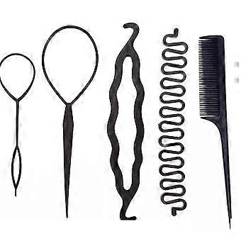 5-Piece Hair Styling Tool Set - Hair Loops, Braid Hooks, Fishtail Braid Coil, Styling Comb