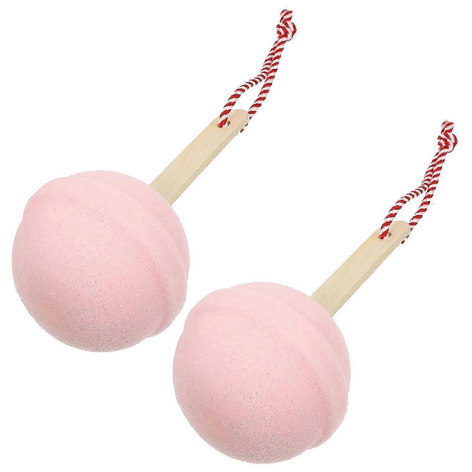 Lollipop Shape Exfoliating Bath Sponge Set - 2Pcs, Pink, For Bath Use