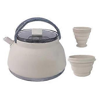 Portable Foldable Camping Kettle, Coffee Pot Foldable Silicone Kettle with Handle Compatible Hiking, Travel and Outdoors FASTXM