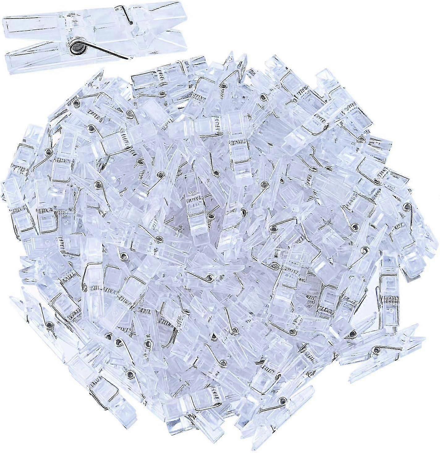100 Pieces Mini Transparent Plastic Pegs Clips (clear)
