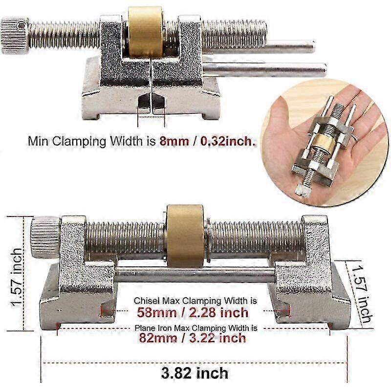 Sharpening guide rail - Stainless steel - Side clamp - Fixed angle - Equipped with brass rollers