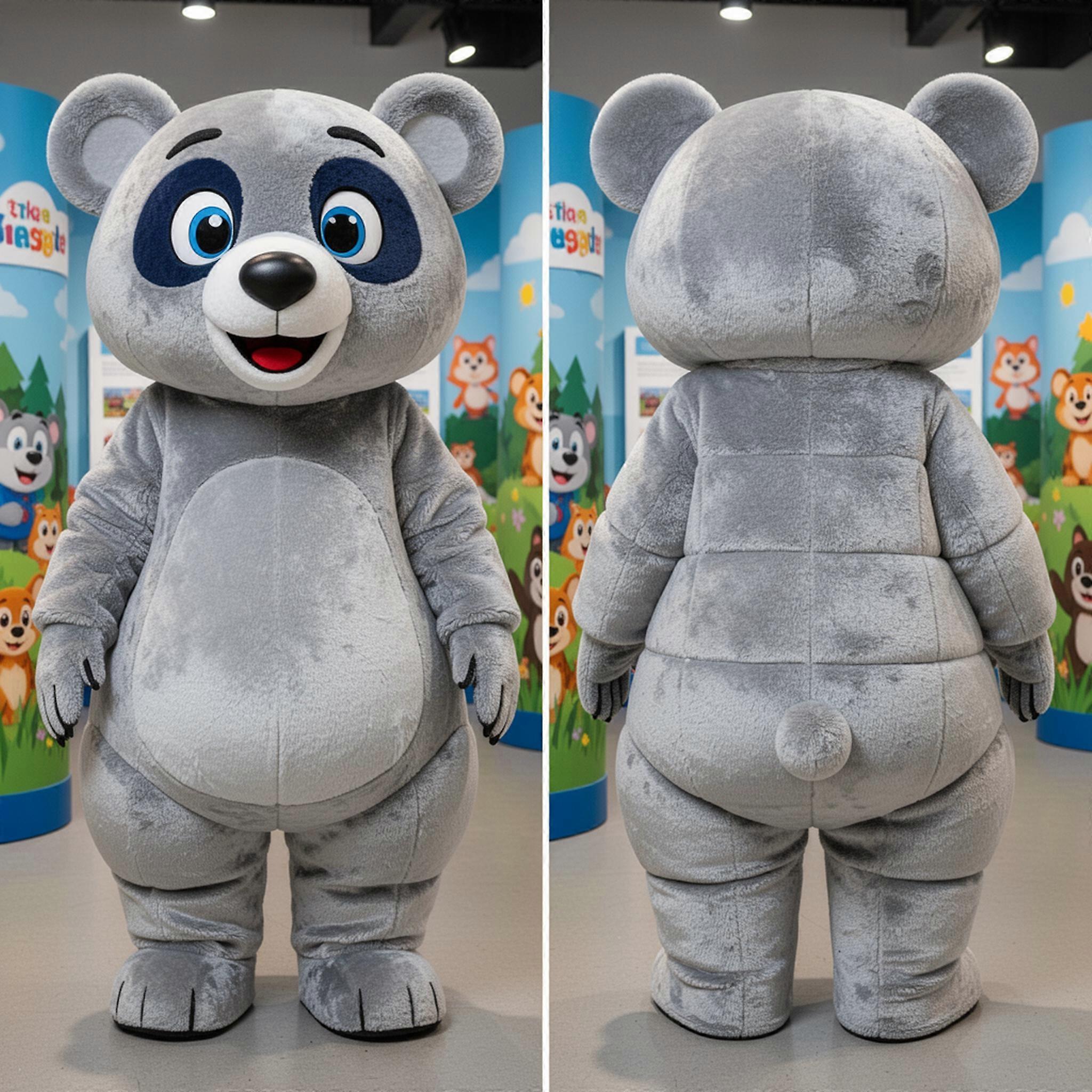 MASTICOT Silver Vibrant Spectacled Bear Mascot